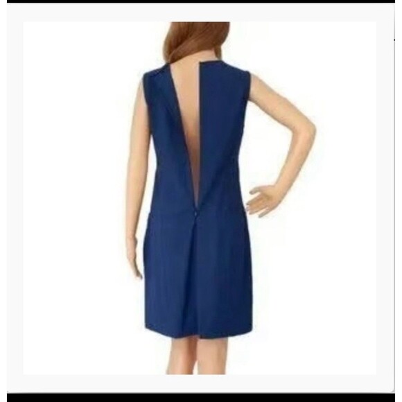 Theory Zeldia Tailor Sheath Dress Blue Wool Blend Career Shift Sz 2 Short Clean - Picture 2 of 11